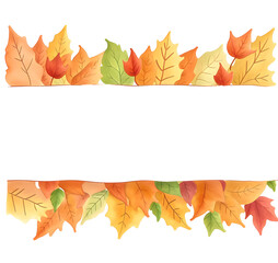 Watercolor frame with autumn maple leaves for text