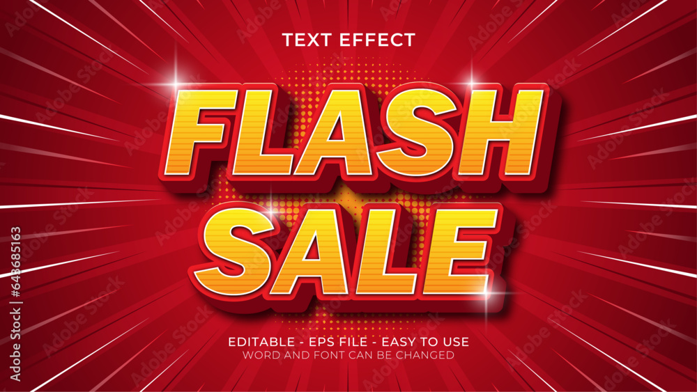 Fototapete Flash sale 3d editable text effect in red and yellow color