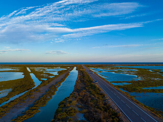 View of delta Ebro, the delta region of the Ebro River in the southwest of the Province of...