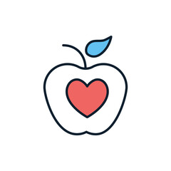 Healthy Food related vector line icon. Apple, heart. Isolated on white background. Vector illustration. Editable stroke