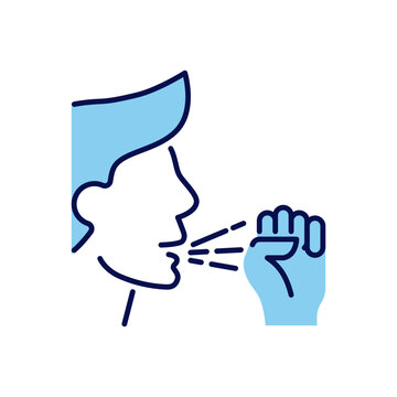 recommend clip art: Cough related vector icon. Man coughs into a fist. Cough sign. Isolated on white background. Editable vector illustration