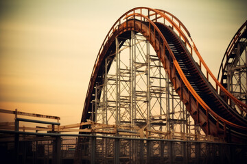 Obraz premium Vintage roller coaster; Coney Island