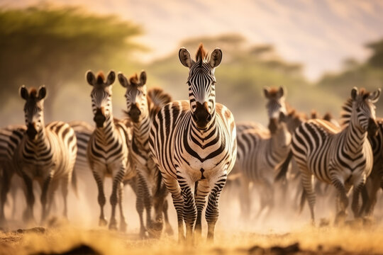 Image of a zebra herd in the African wilderness