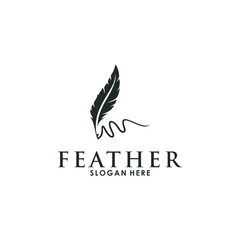 feather logo template vector icon, creative feather logo design