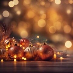 Festive glow: A softly blurred background featuring sparkling Christmas lights and decorations. Warmth, holiday magic, cozy atmosphere, made with Generative AI