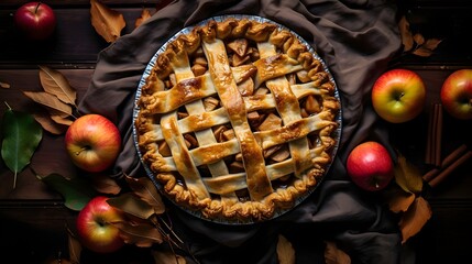 Bird's-eye view of apple  pie 