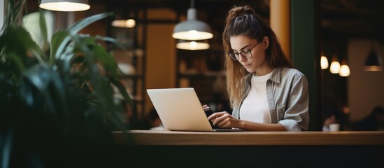 A woman using electronic devices in different locations