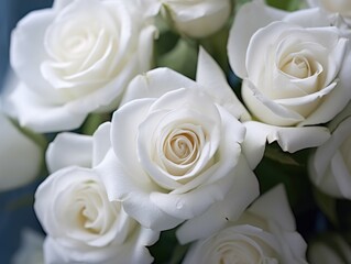 Pristine white roses, elegance and purity captured, made with Generative AI