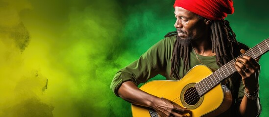 Composite image of an African American guitarist on July 1 highlighting International Reggae Day