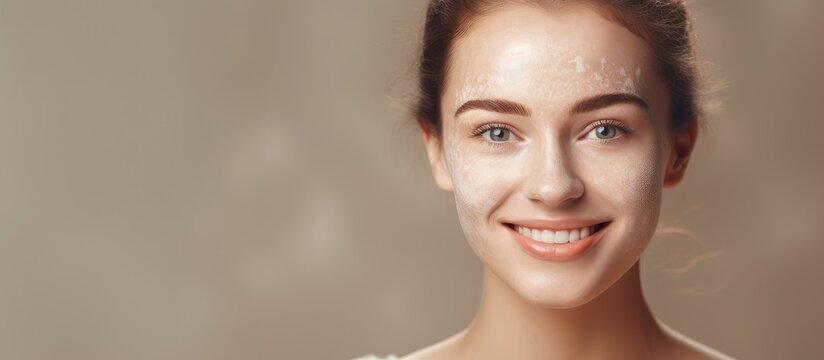 Paraphrase Composite image of young woman with fair skin emphasizing skincare beauty and awareness