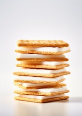 Sweet crispy crackers on the light background. Generative AI.