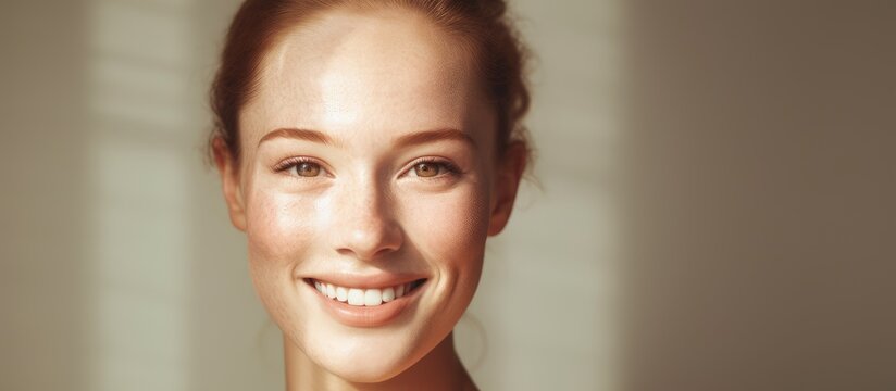 Paraphrase Composite image of young woman with fair skin emphasizing skincare beauty and awareness