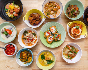 Curry and rice dishes, roadside stalls, Thai food