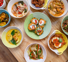 Curry and rice dishes, roadside stalls, Thai food