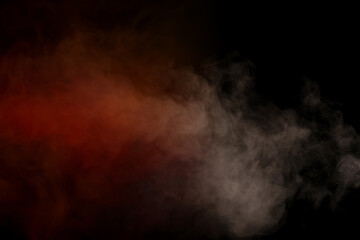 Orange and red steam on a black background.