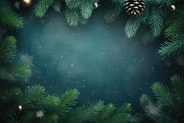 Fototapeta na wymiar A festive Christmas background with greenery and ornaments