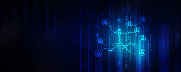 2d illustration Safety concept: Closed Padlock on digital background
