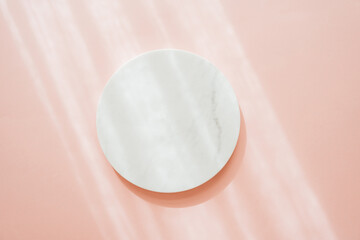 White marble cosmetic podium product design
