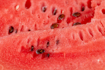 red and juicy pulp of ripe watermelon close-up