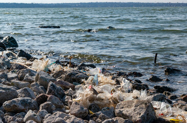 Plastic garbage and microplastics on the shore of Khadzhibey Estuary