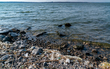 Plastic garbage and microplastics on the shore of Khadzhibey Estuary