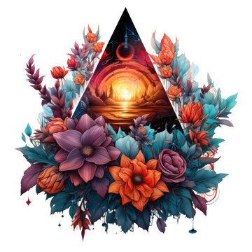 The Floral Triangle Artwork By Wolfgang Zelmer Becomes A Celestial Constellation Of Illuminated Flowers And Leaves, Generative Ai