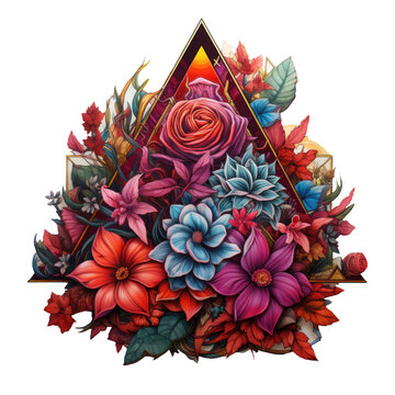 The Floral Triangle Artwork By Wolfgang Zelmer Is Discovered Within A Forgotten Temple, Generative Ai