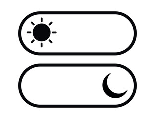 Light and Dark mode buttons vector icons set. Element for mobile app ui design or website. Light and dark mode. Vector illustration.