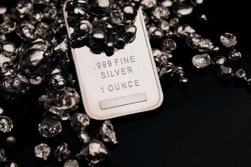 Silver bar pure precious metal for money investing