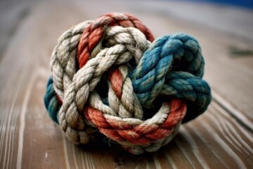 Fototapeta na wymiar intricate sailing knot on a weathered rope