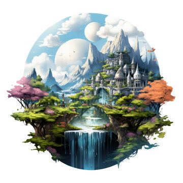 A Magnificent Floating Island Is Home To The Geometric Abstract Masterpiece By Wolfgang Zelmer, Generative Ai