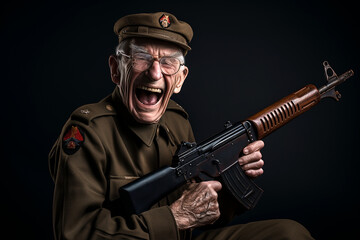 Fototapeta premium mature soldier with rifle