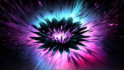 Obraz premium neon color explosion flower