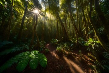 Naklejka premium rain forest in the morning