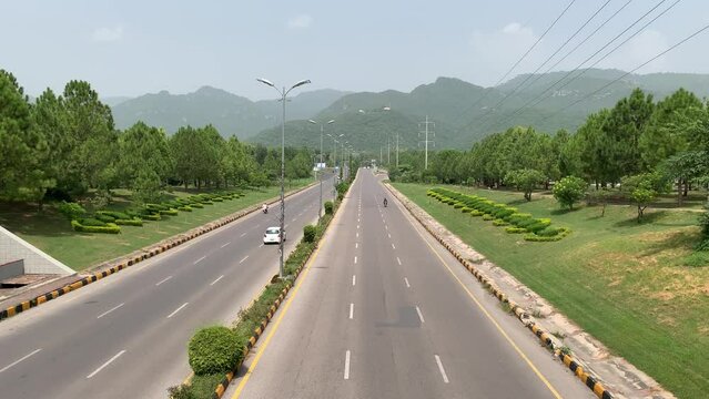 The beautiful green Margalla hills of Islamabad, the capital of Pakistan, Green mountains of Pakistan, forest of green trees on a mountain range, Islamabad Pakistan 01 September 2023.