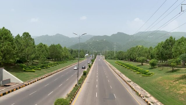 The beautiful green Margalla hills of Islamabad, the capital of Pakistan, Green mountains of Pakistan, forest of green trees on a mountain range, Islamabad Pakistan 01 September 2023.