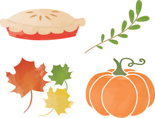 Autumn Thanksgiving Pumpkin and Pie Set