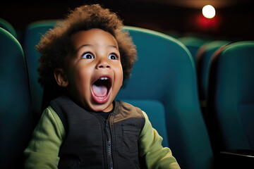 black screaming toddler at the movie theatre, ai generated