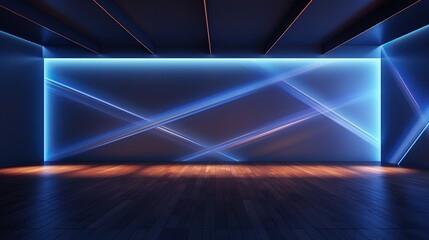 empty room with abstract neon lighting
