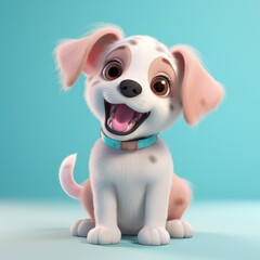 cute puppy, pastel background. 3d render