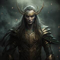 Loki, Norse Mythology God. The Fascinating World of Scandinavian Viking Legends and Fairy Tales - obrazy, fototapety, plakaty