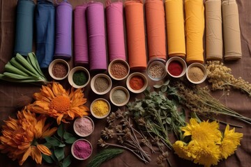 natural dye ingredients arranged in a flat lay