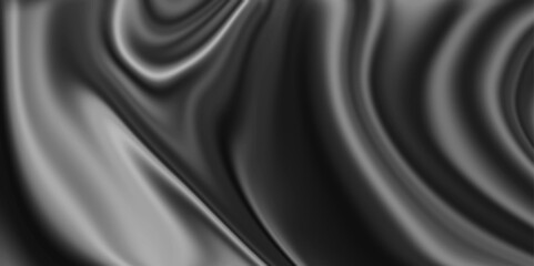 Obraz premium Abstract background with black satin silky cloth smooth texture. Black satin fabric. luxury satin fabric. 3D background with waves. Flow poster. Black and white vector soft curve of canvas and wave.