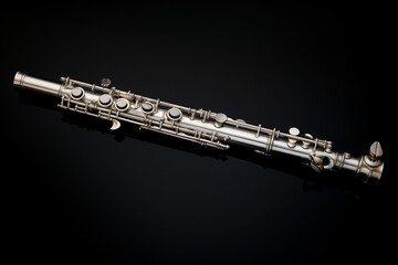 soprano saxophone on a black background, close-up. ai generated - obrazy, fototapety, plakaty
