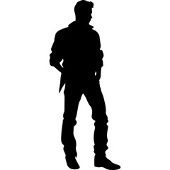 Business man in shirt, vector silhouette