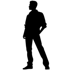 Business man in shirt, vector silhouette