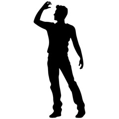 Obraz premium Business man in shirt, vector silhouette