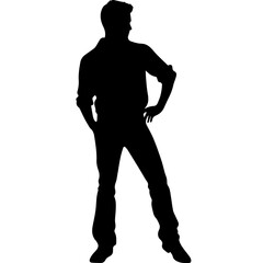 Business man in shirt, vector silhouette