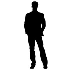 Business man in shirt, vector silhouette