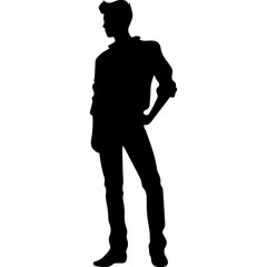 Business man in shirt, vector silhouette